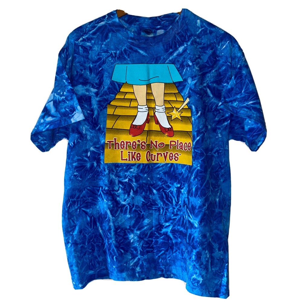 Wizard Of Oz Shirt Mens Large Blue Tie dye Theres No Place Like Curves Movie